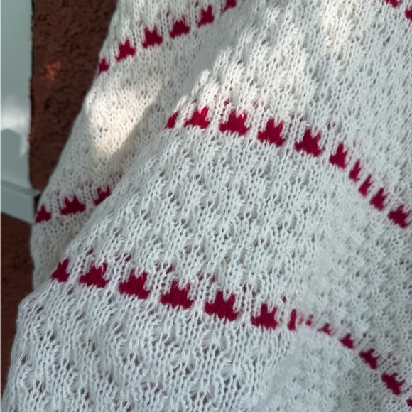 Shein Women’s Loose Fit Knit Sweater White and Red Size Extra Large Striped - Picture 2 of 5
